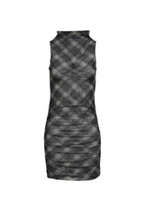 HALF NECK MINI DRESS / CHECK
