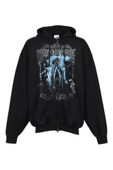 COF BUTTERFLY OVERSIZED ZIP-UP HOODIE / WASHED BLK 