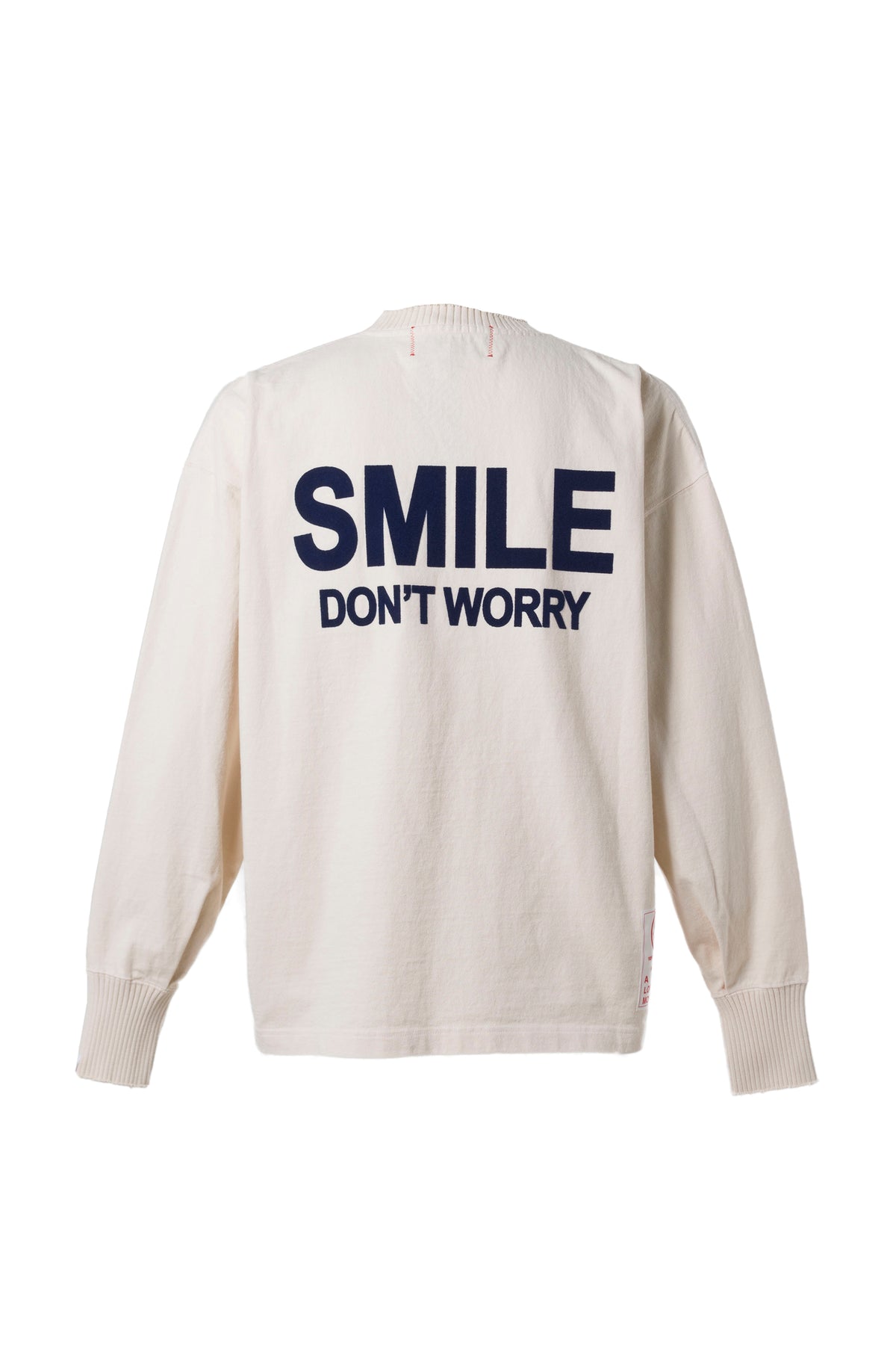Perfect ribs BASIC LONG SLEEVE T-SHIRTS "SMILE DON'T WORRY" / OAT