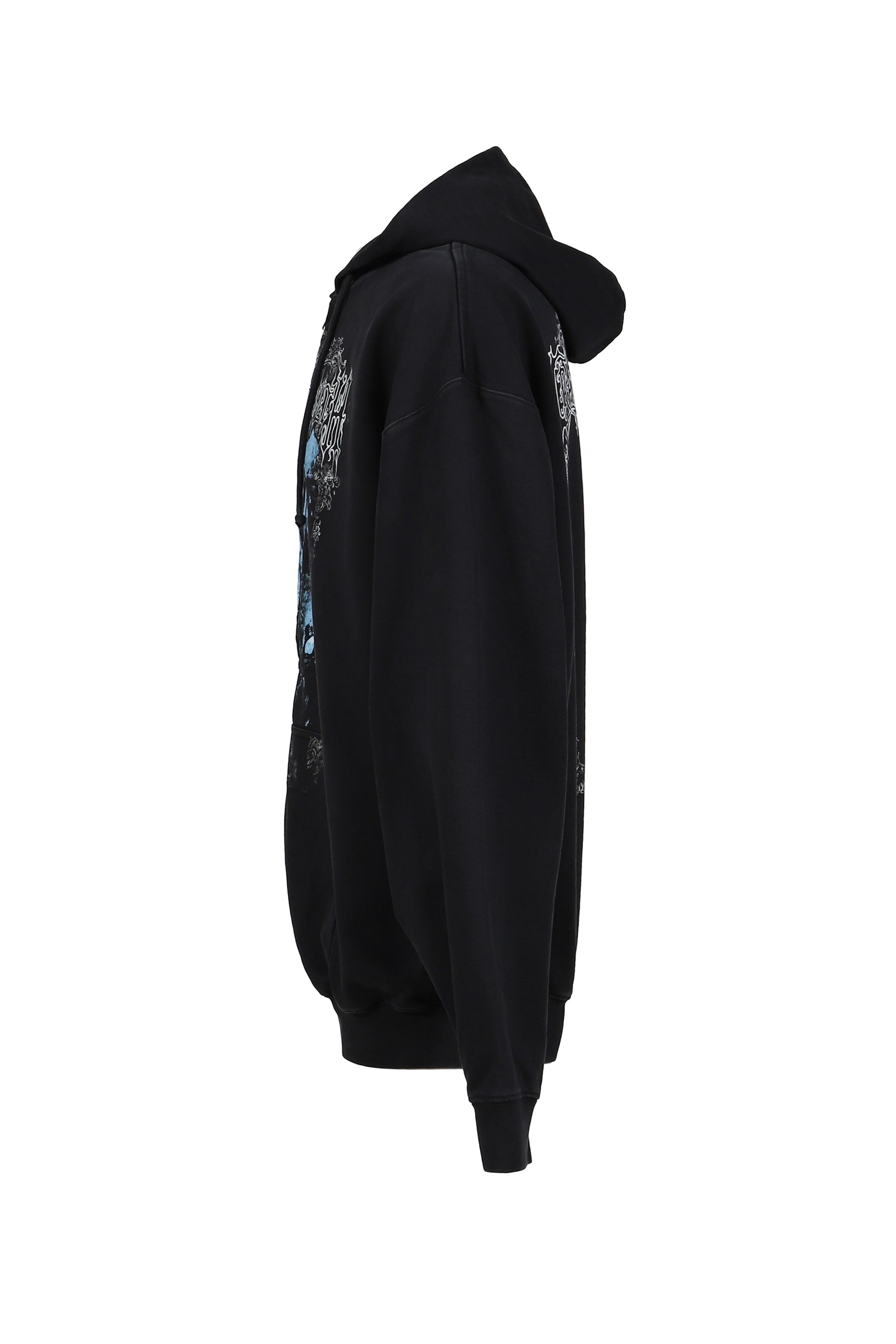 COF BUTTERFLY OVERSIZED ZIP-UP HOODIE / WASHED BLK 