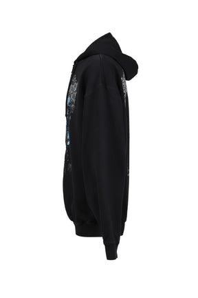 COF BUTTERFLY OVERSIZED ZIP-UP HOODIE / WASHED BLK 