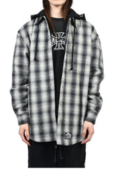 OVERSIZE HOODED FLANNEL SHIRT / O.WHT