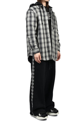 OVERSIZE HOODED FLANNEL SHIRT / O.WHT