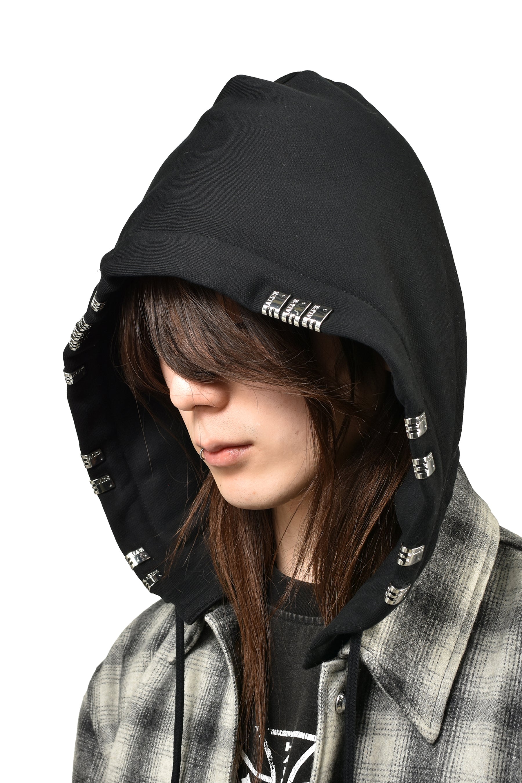 OVERSIZE HOODED FLANNEL SHIRT / O.WHT