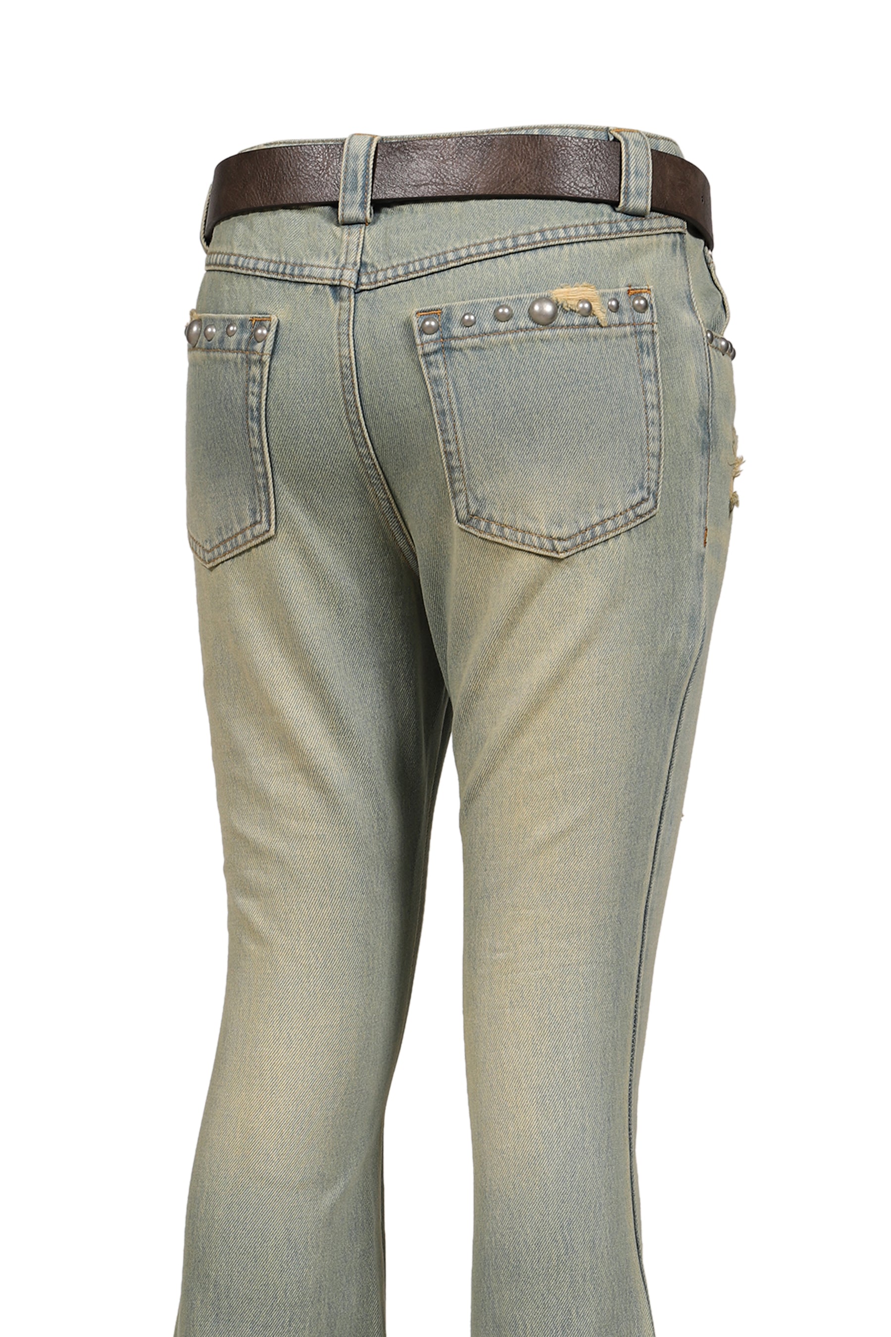 BLUE STUDDED FLARED JEANS / BLUE