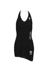 BOUCLE DAMAGE MINI-DRESS / BLK