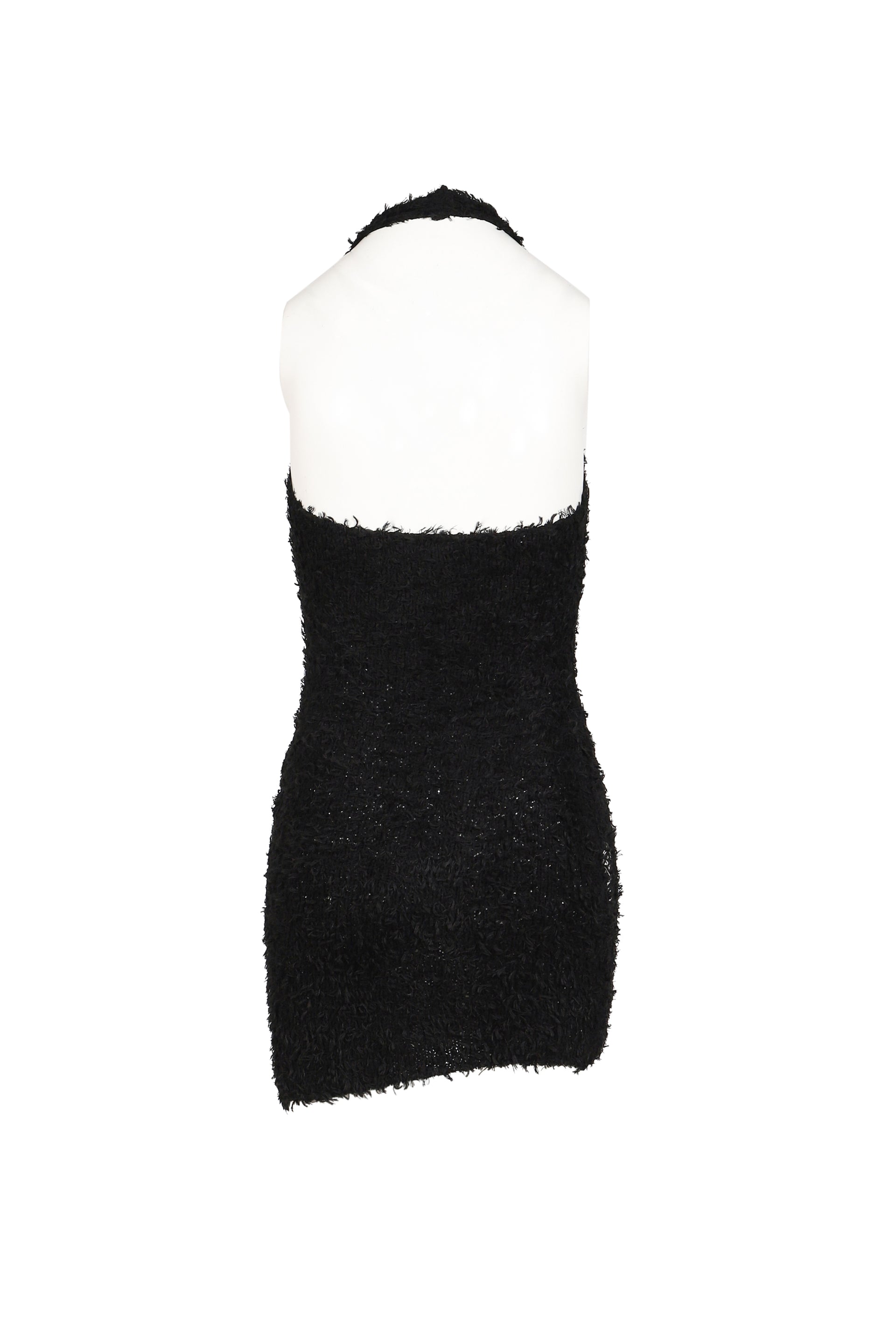 BOUCLE DAMAGE MINI-DRESS / BLK