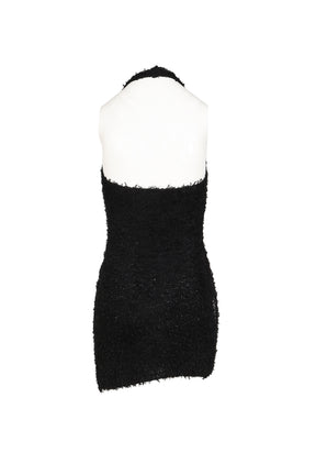 BOUCLE DAMAGE MINI-DRESS / BLK
