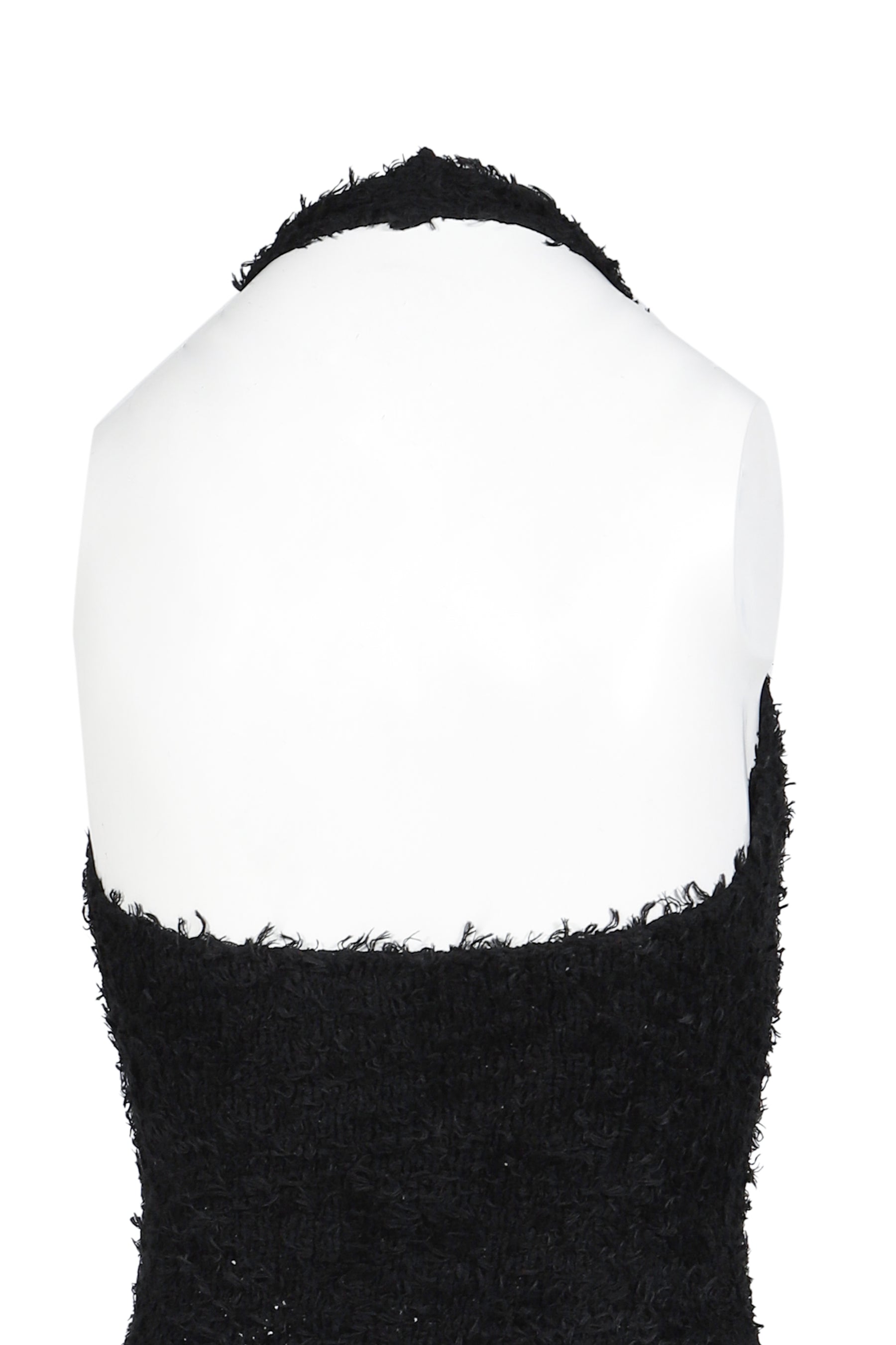 BOUCLE DAMAGE MINI-DRESS / BLK