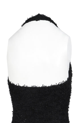 BOUCLE DAMAGE MINI-DRESS / BLK