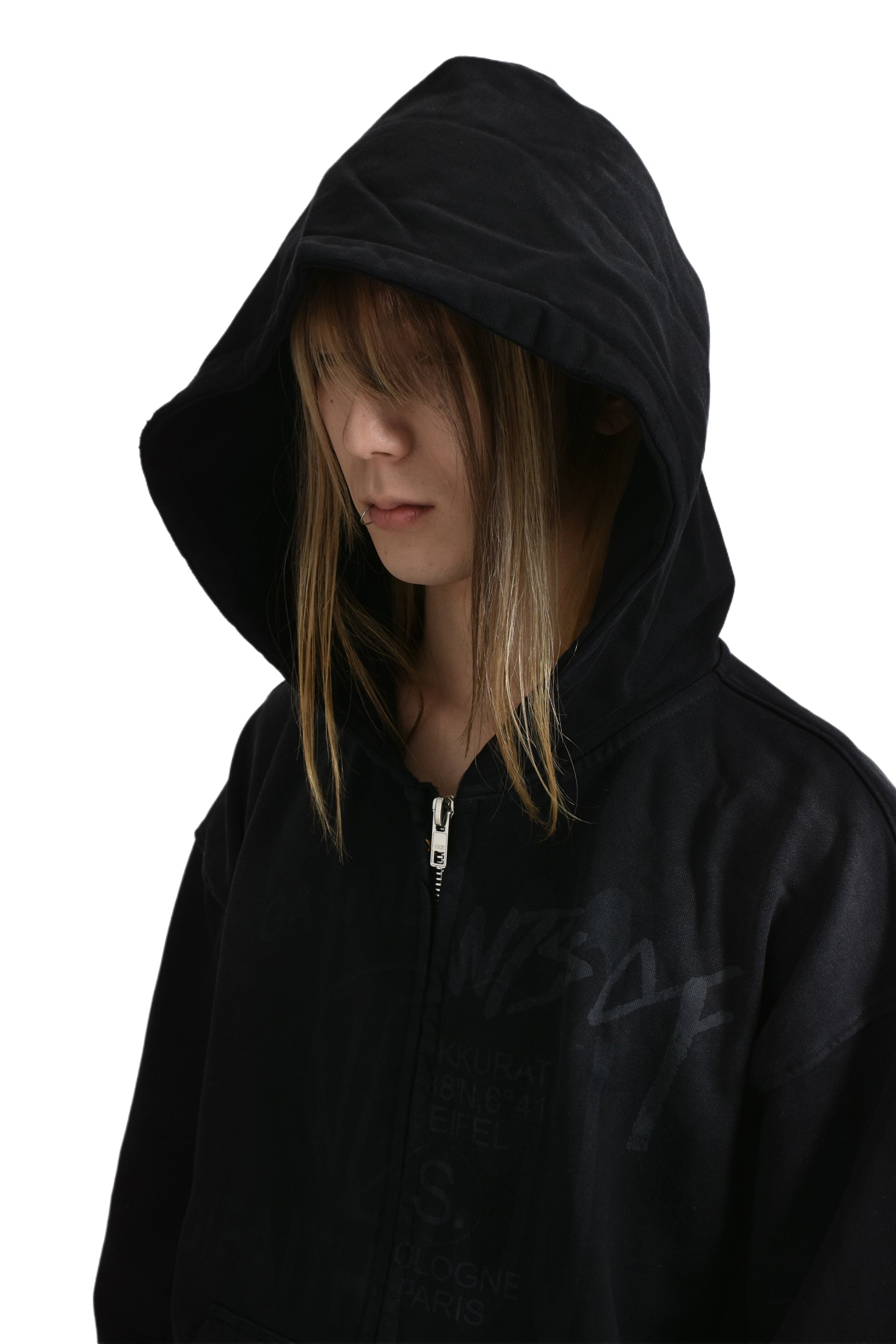 ZIP UP HOODIE / BLK