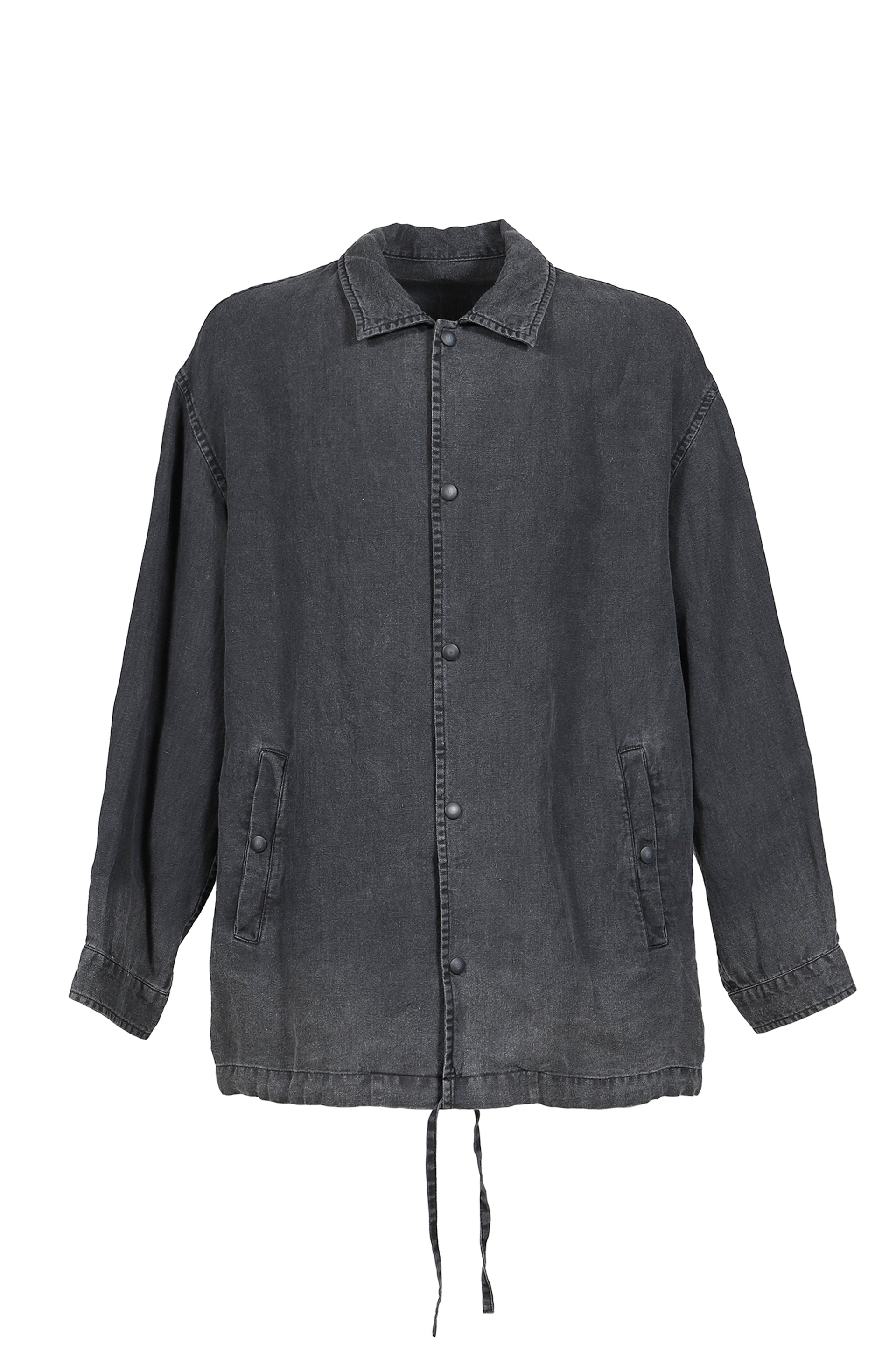 BLACK LINEN COACH JACKET / BLK