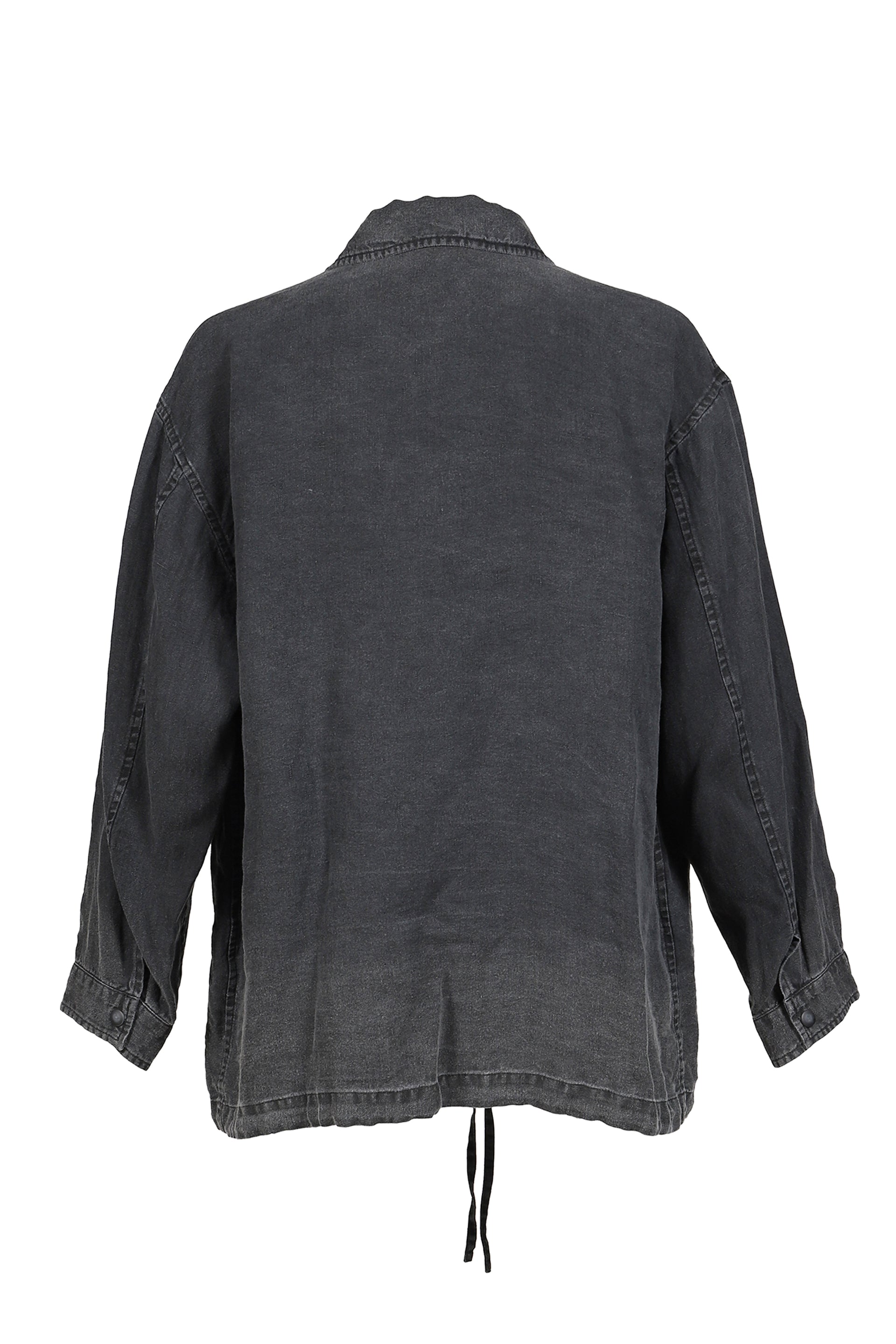 BLACK LINEN COACH JACKET / BLK