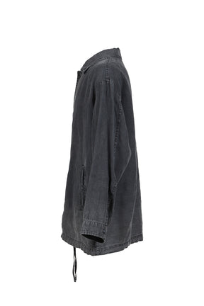 BLACK LINEN COACH JACKET / BLK