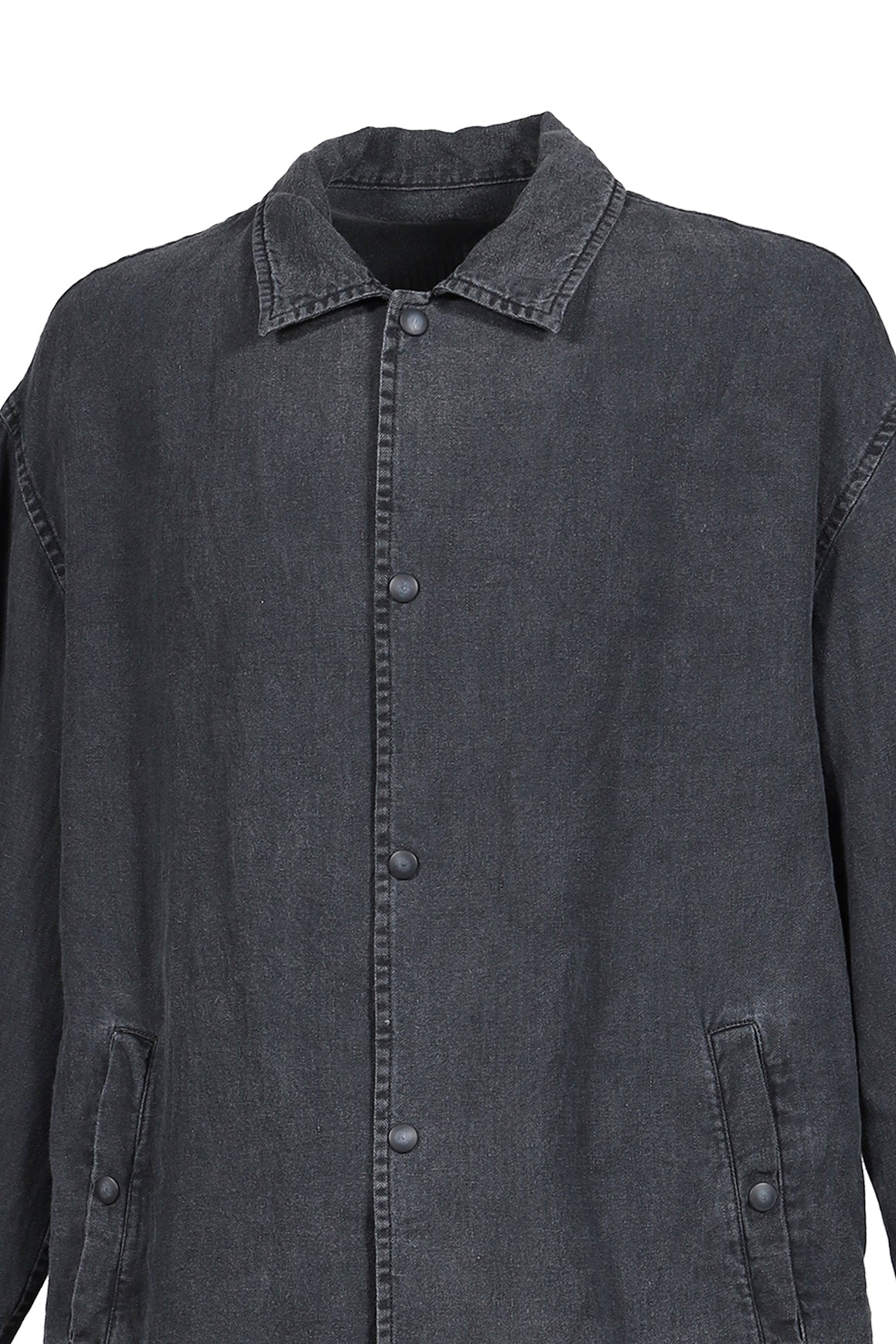 BLACK LINEN COACH JACKET / BLK