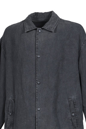 BLACK LINEN COACH JACKET / BLK