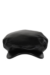 NEWSBOY CAP LEATHER / BLK