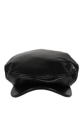 NEWSBOY CAP LEATHER / BLK