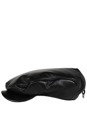 NEWSBOY CAP LEATHER / BLK