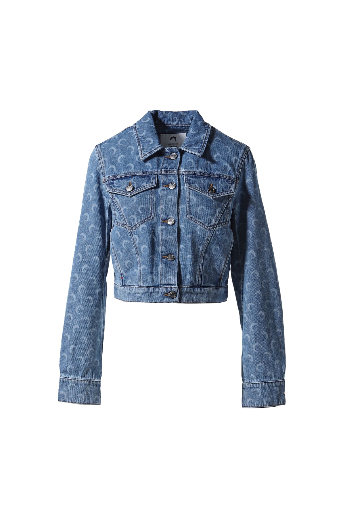 MOON LASER DENIM CROPPED JACKET / BLU