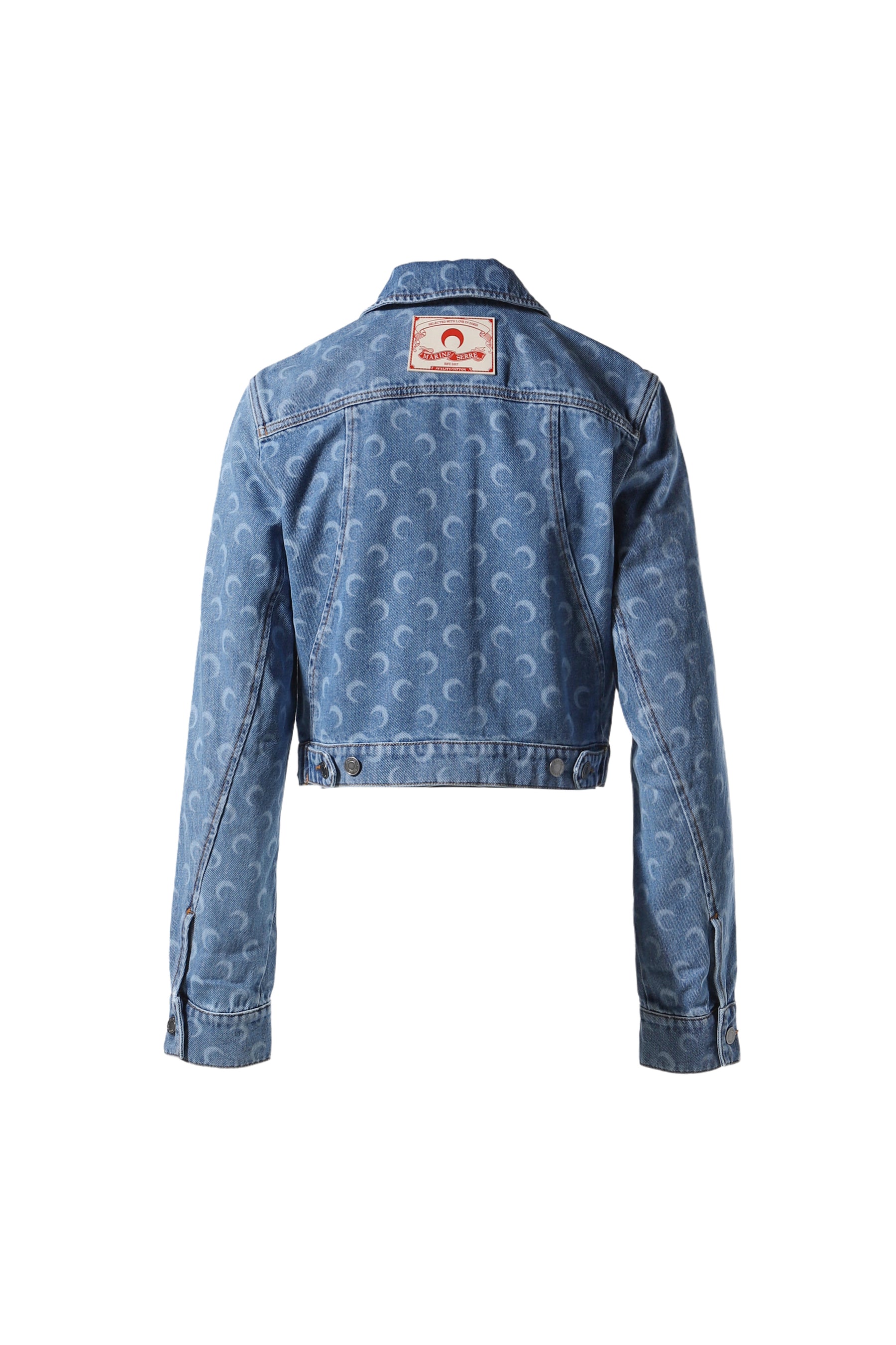 MOON LASER DENIM CROPPED JACKET / BLU