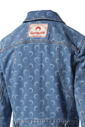 MOON LASER DENIM CROPPED JACKET / BLU