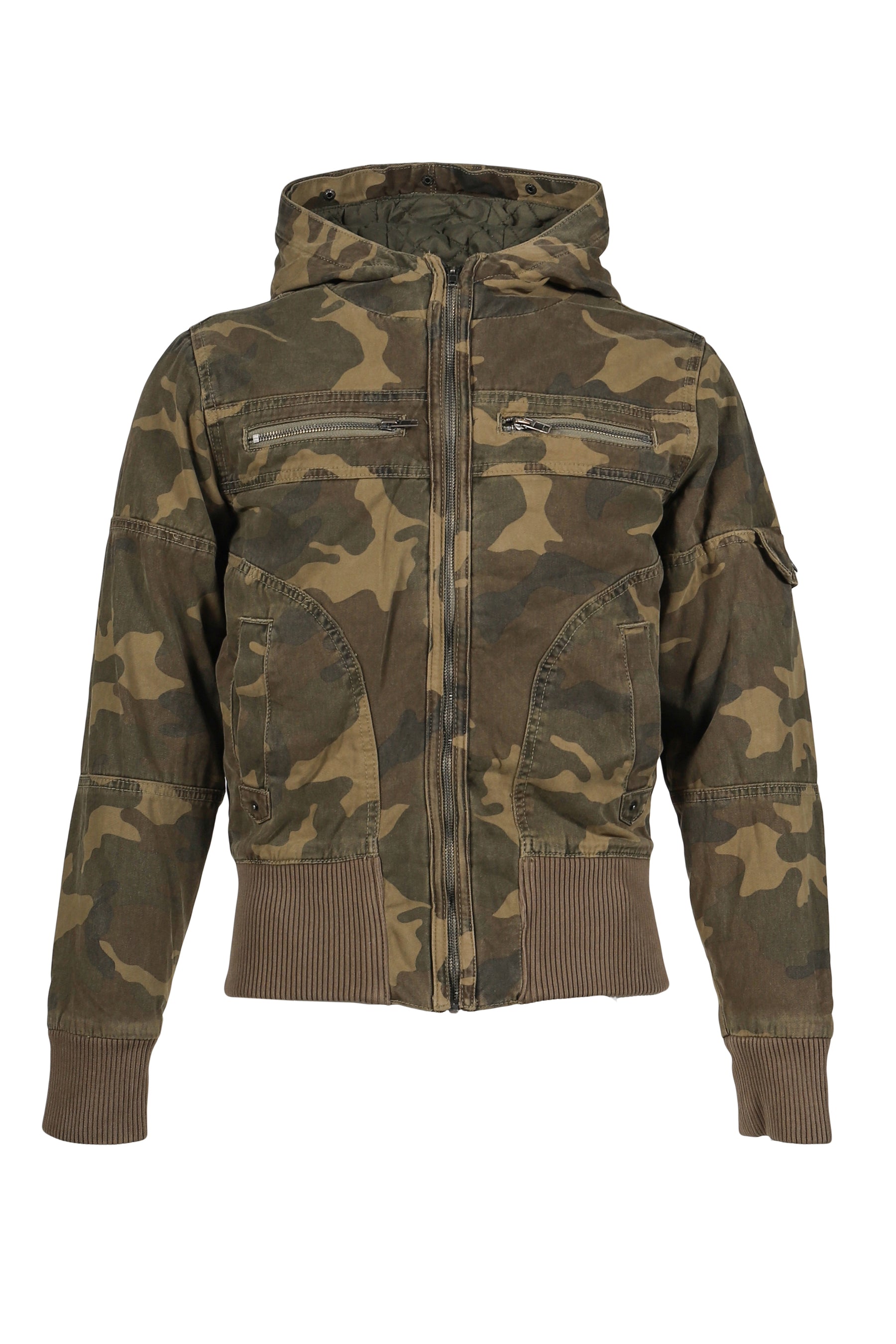 WASHED CAMO HOODED JACKET / CAMO