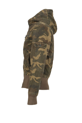WASHED CAMO HOODED JACKET / CAMO