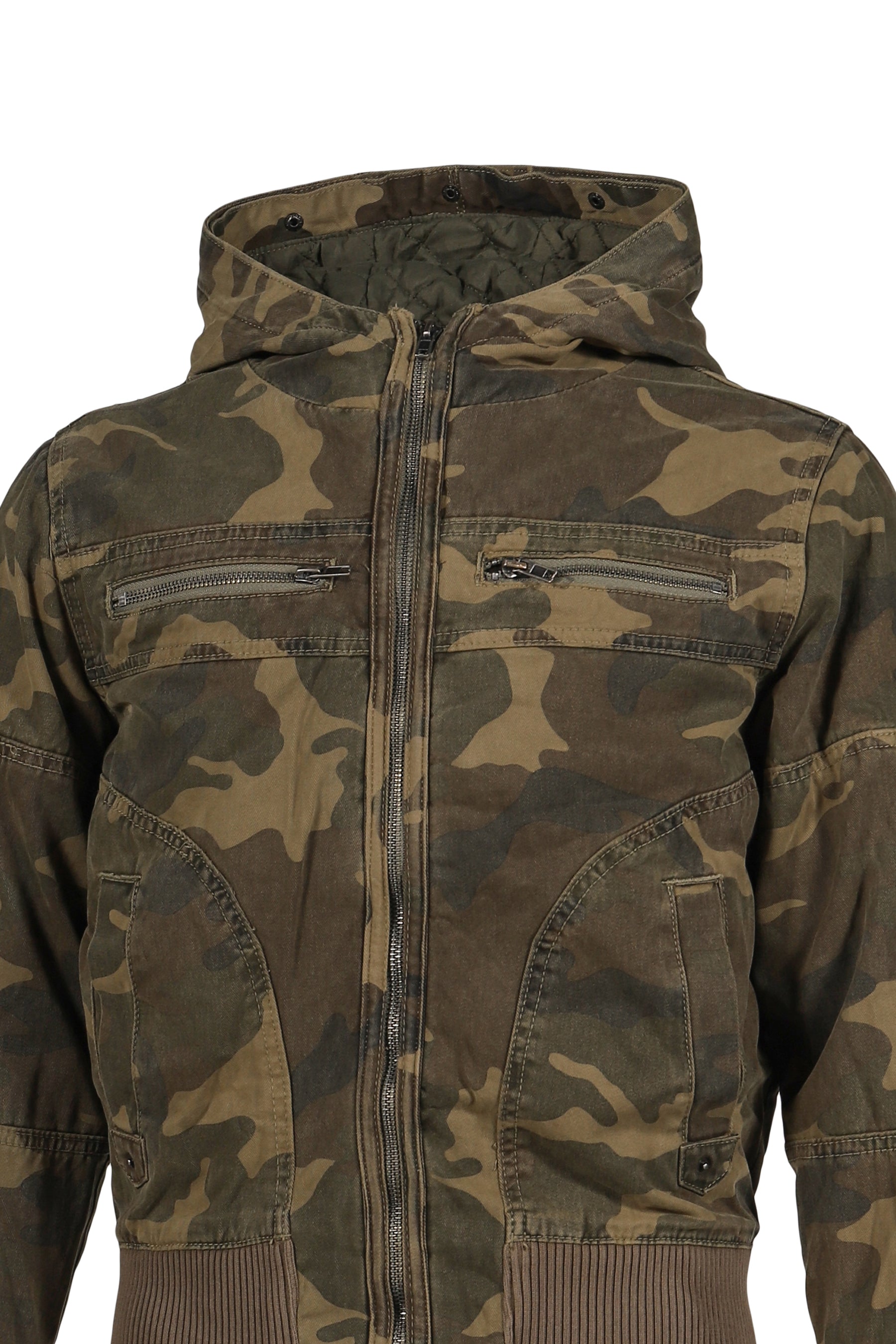 WASHED CAMO HOODED JACKET / CAMO