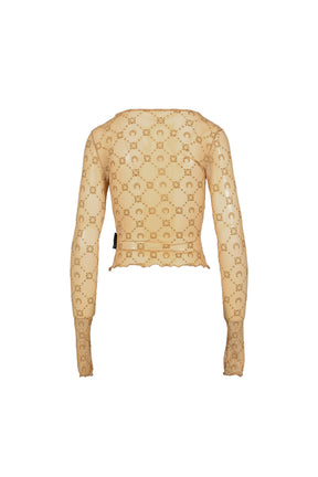 MOONOGRAM MESH FLOCK SECOND SKIN CROPPED /  CAMEL