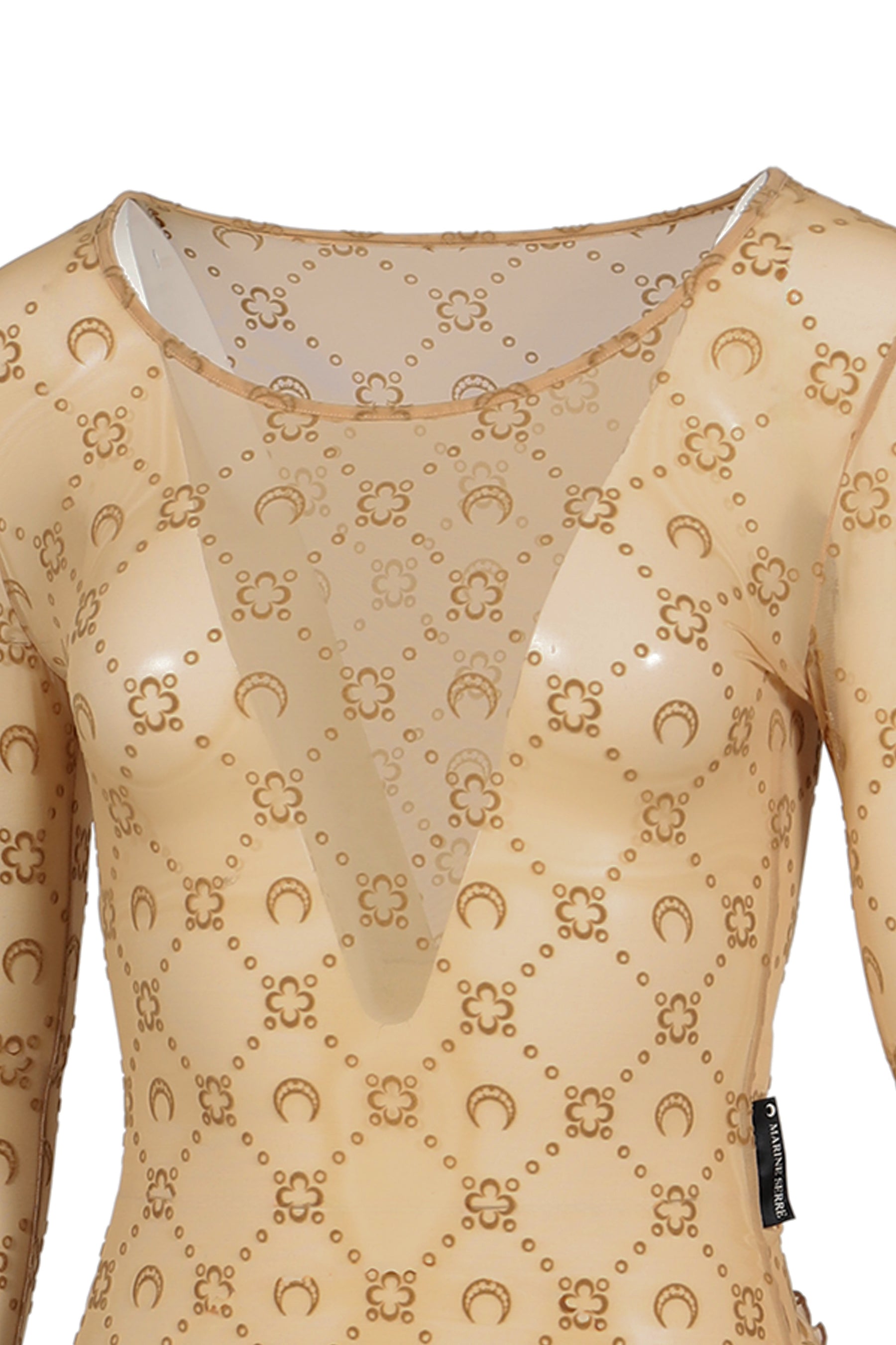 MOONOGRAM MESH FLOCK SECOND SKIN CROPPED /  CAMEL