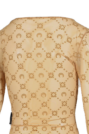 MOONOGRAM MESH FLOCK SECOND SKIN CROPPED /  CAMEL