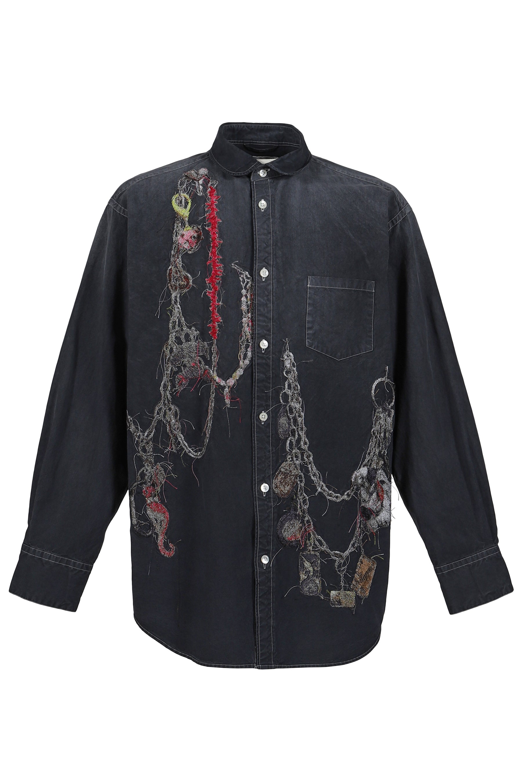 EMBROIDERED CHAIN SHIRT / GRY