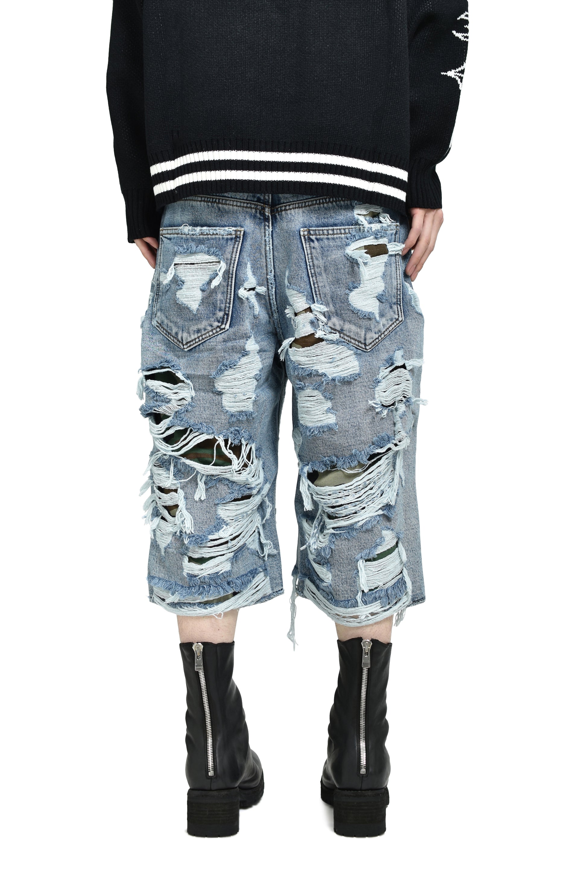 HELL CAMO DENIM SHORTS / BLU