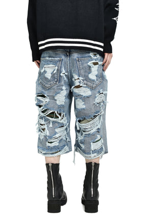 HELL CAMO DENIM SHORTS / BLU