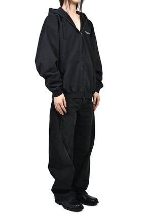 ICONIC LOGO ZIP-UP HOODIE / BLK