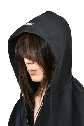ICONIC LOGO ZIP-UP HOODIE / BLK
