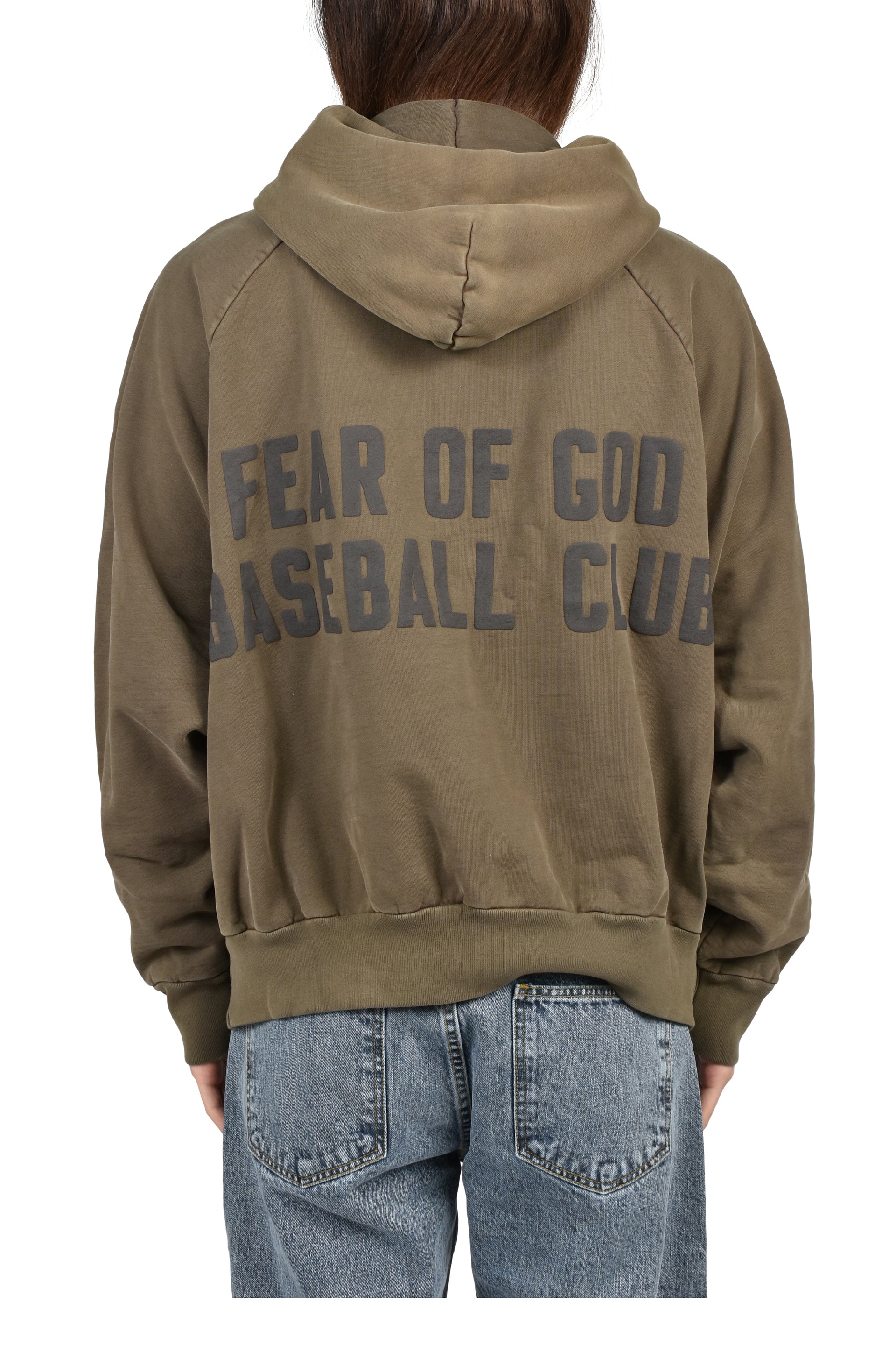 "BASEBALL CLUB" HALF ZIP HOODIE / FADED BRW