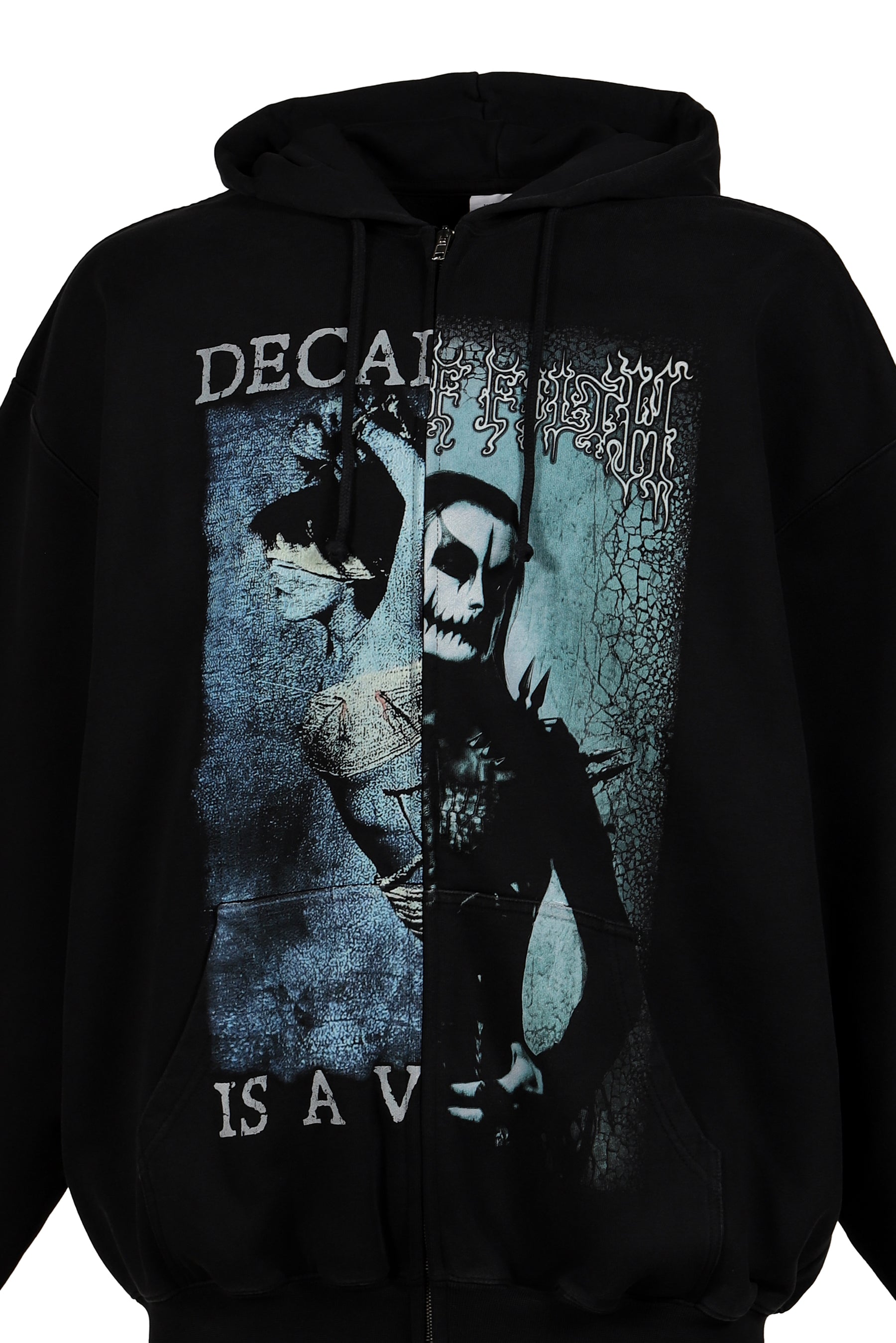 VETEMENTS ヴェトモン FW25 COF CUT-UP OVERSIZED ZIP-UP HOODIE / BLK