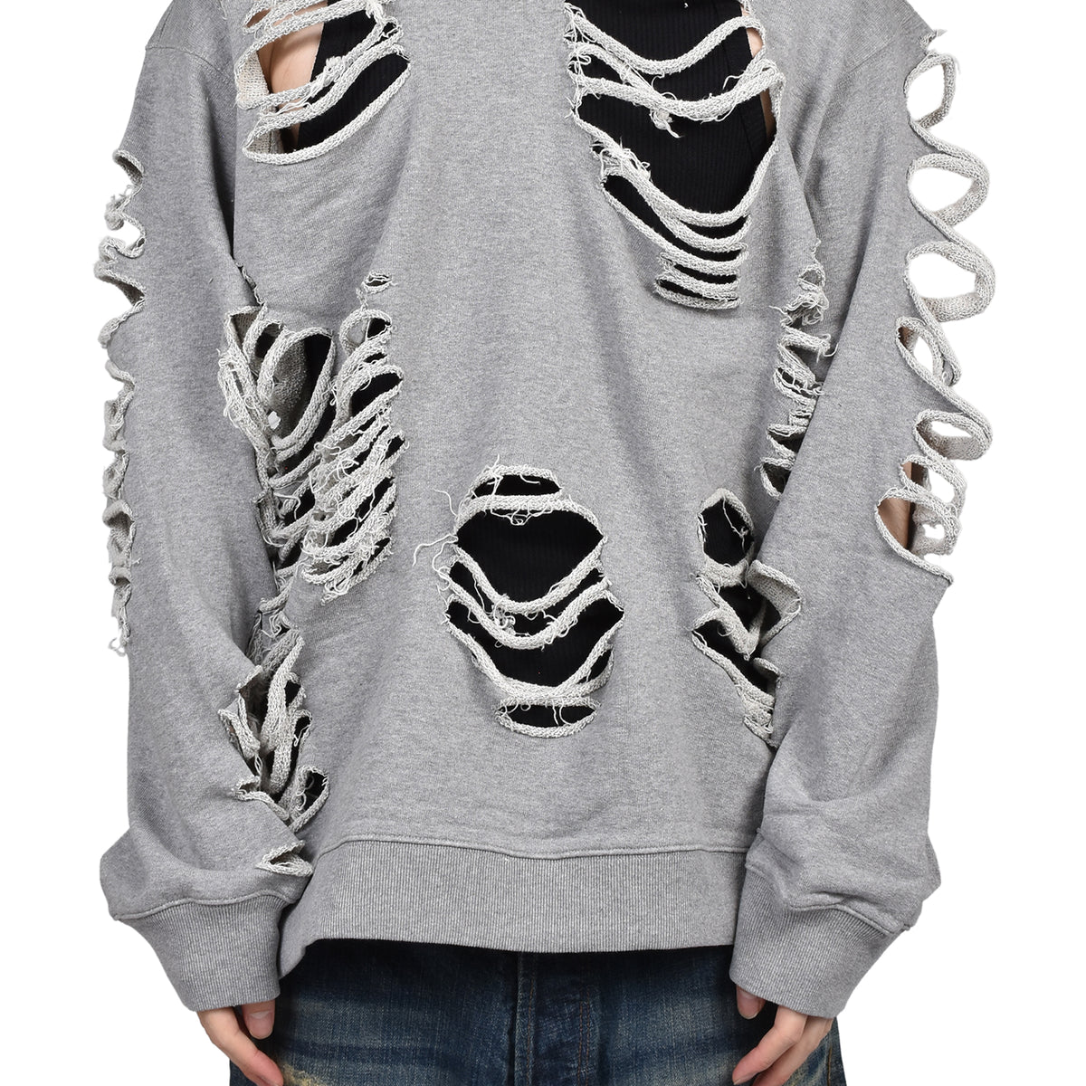 JUN/NAKAYAMA ジュンナカヤマ FW25 DISTRESSED CREWNECK / GRY