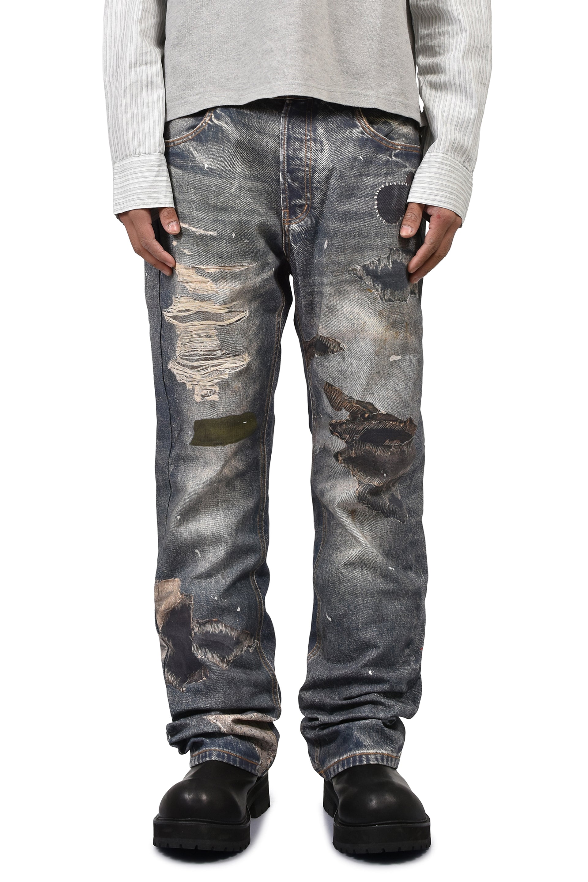 TROMPELOEIL SEMI FLARE PANTS / BLU