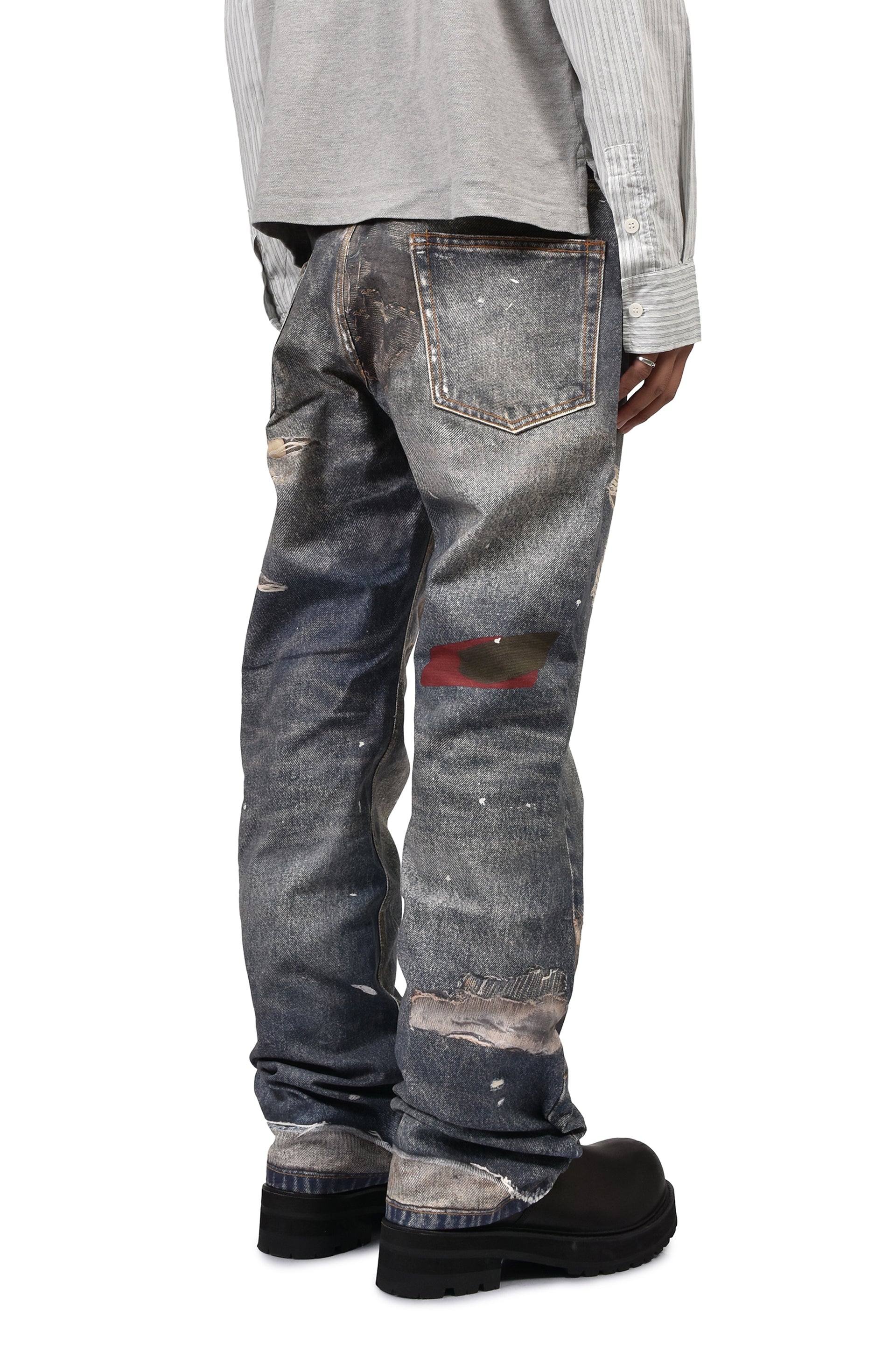 TROMPELOEIL SEMI FLARE PANTS / BLU