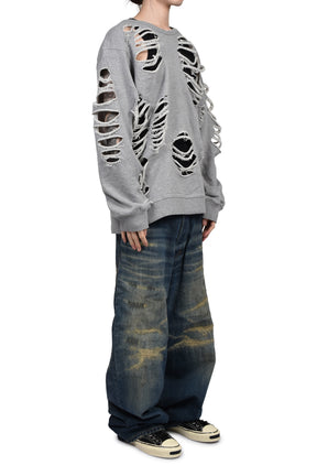 JUN/NAKAYAMA ジュンナカヤマ FW25 DISTRESSED CREWNECK / GRY