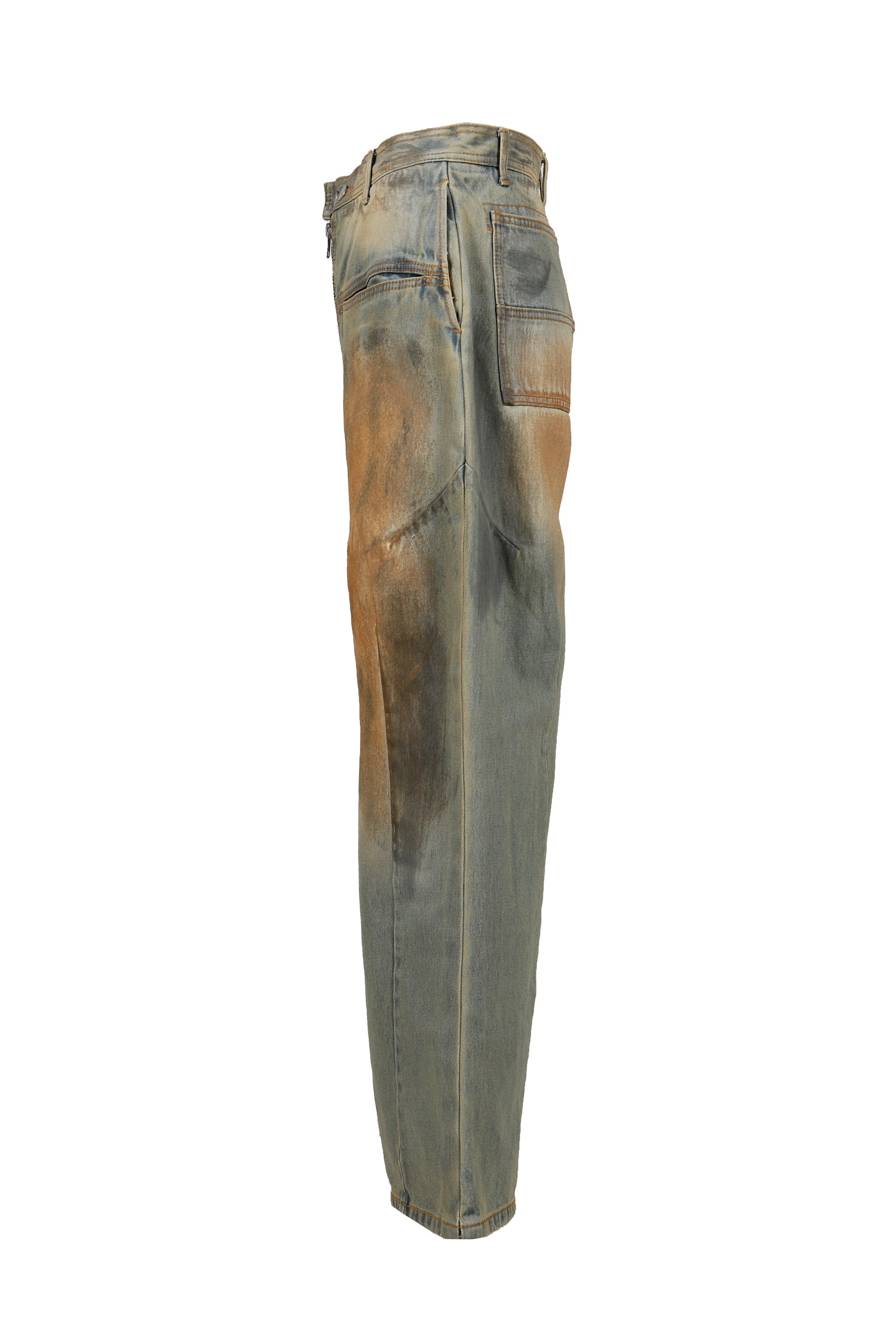 FRONT ZIP BAGGY DENIM V2 / DIRTY WASHED BLU 