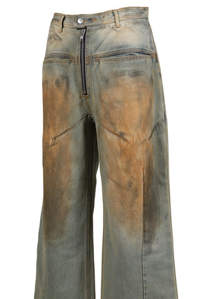 FRONT ZIP BAGGY DENIM V2 / DIRTY WASHED BLU 