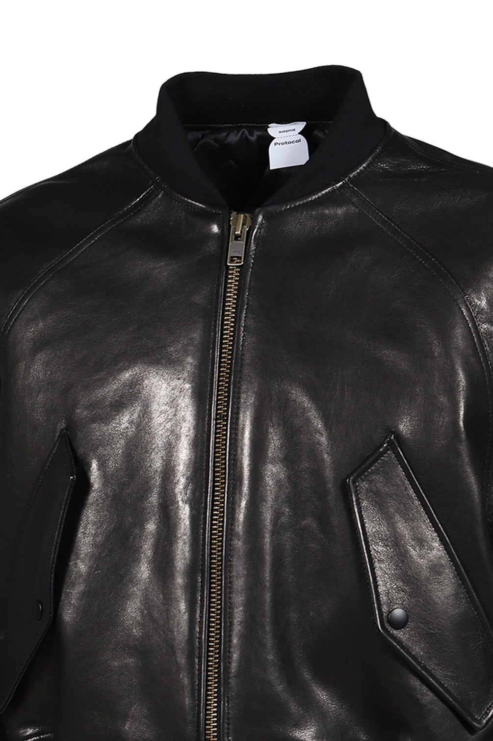 EXAGGERATED SHOULDER LEATHER JACKET / BLK
