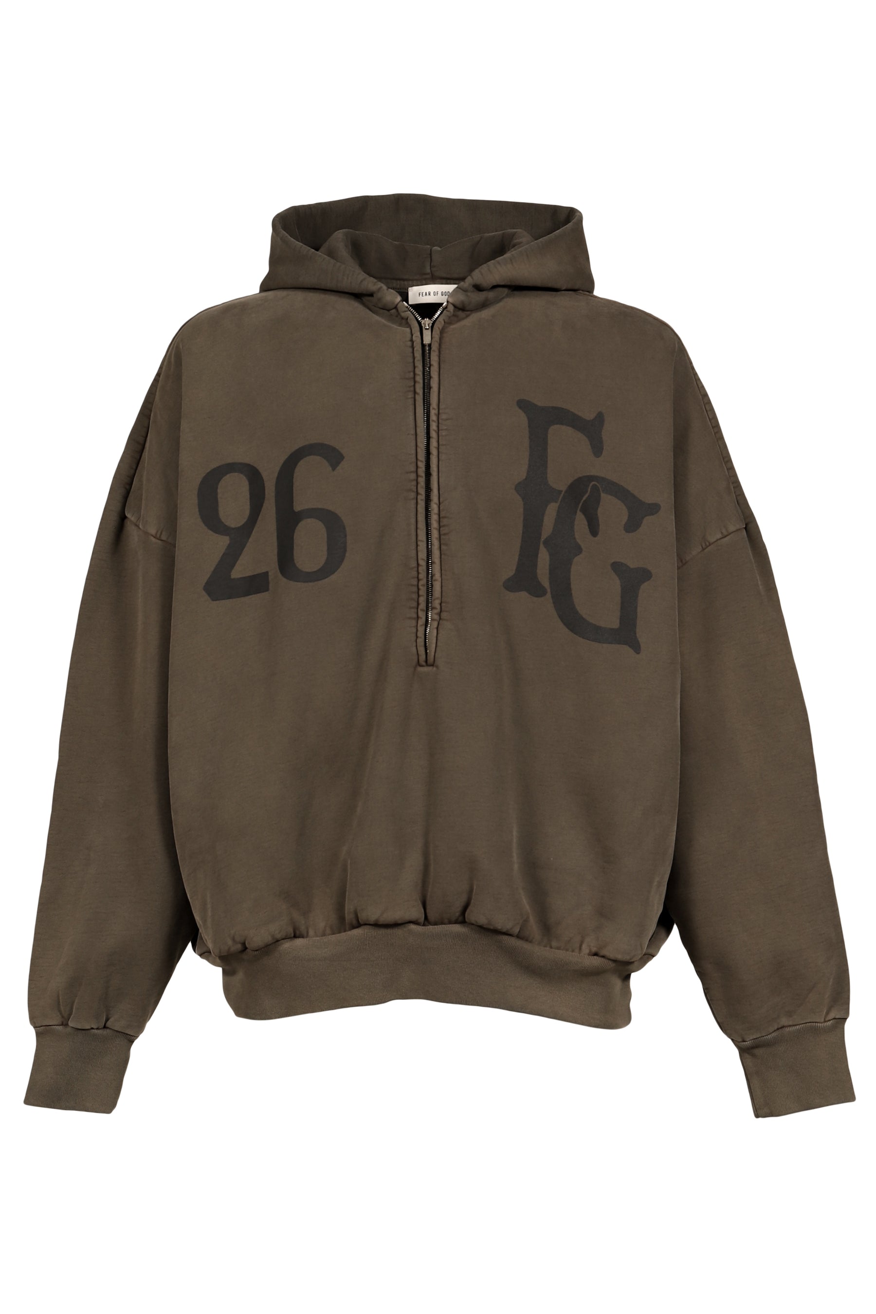 "BASEBALL CLUB" HALF ZIP HOODIE / FADED BRW