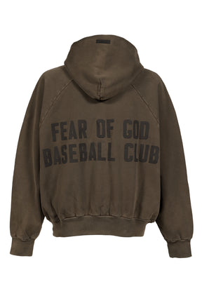 "BASEBALL CLUB" HALF ZIP HOODIE / FADED BRW