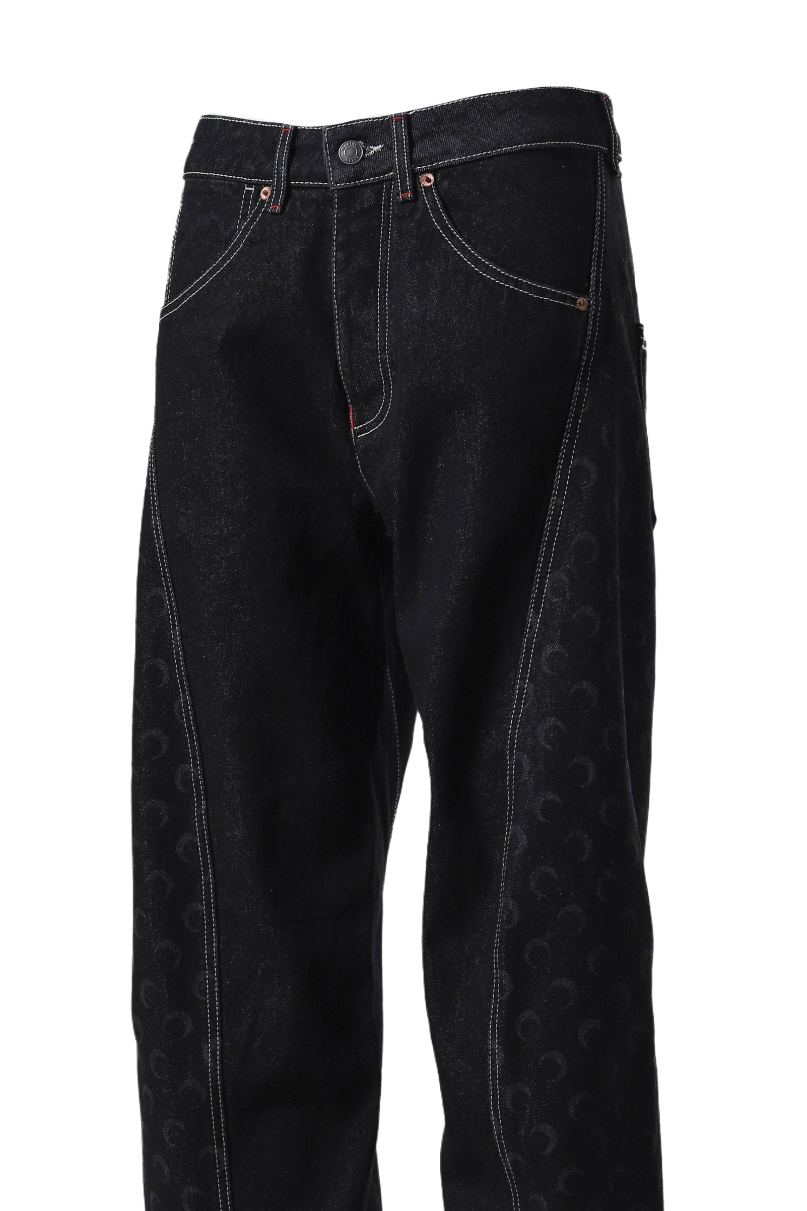 MOON LASER DENIM CURVED JEANS / BLK