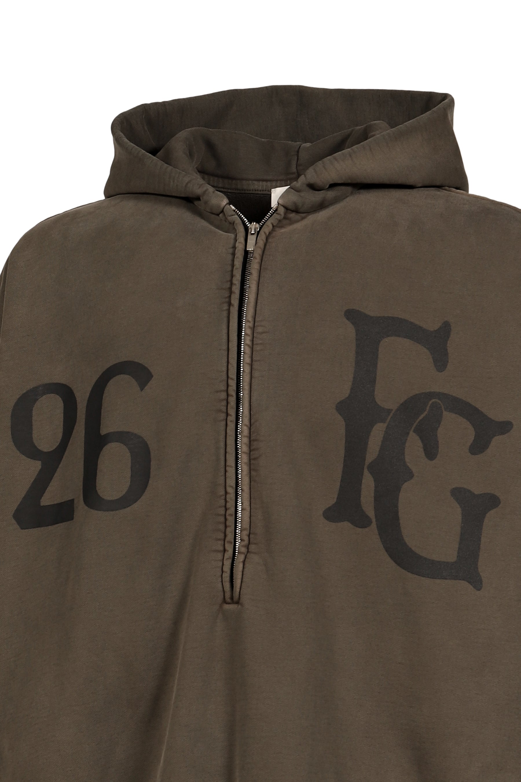 "BASEBALL CLUB" HALF ZIP HOODIE / FADED BRW